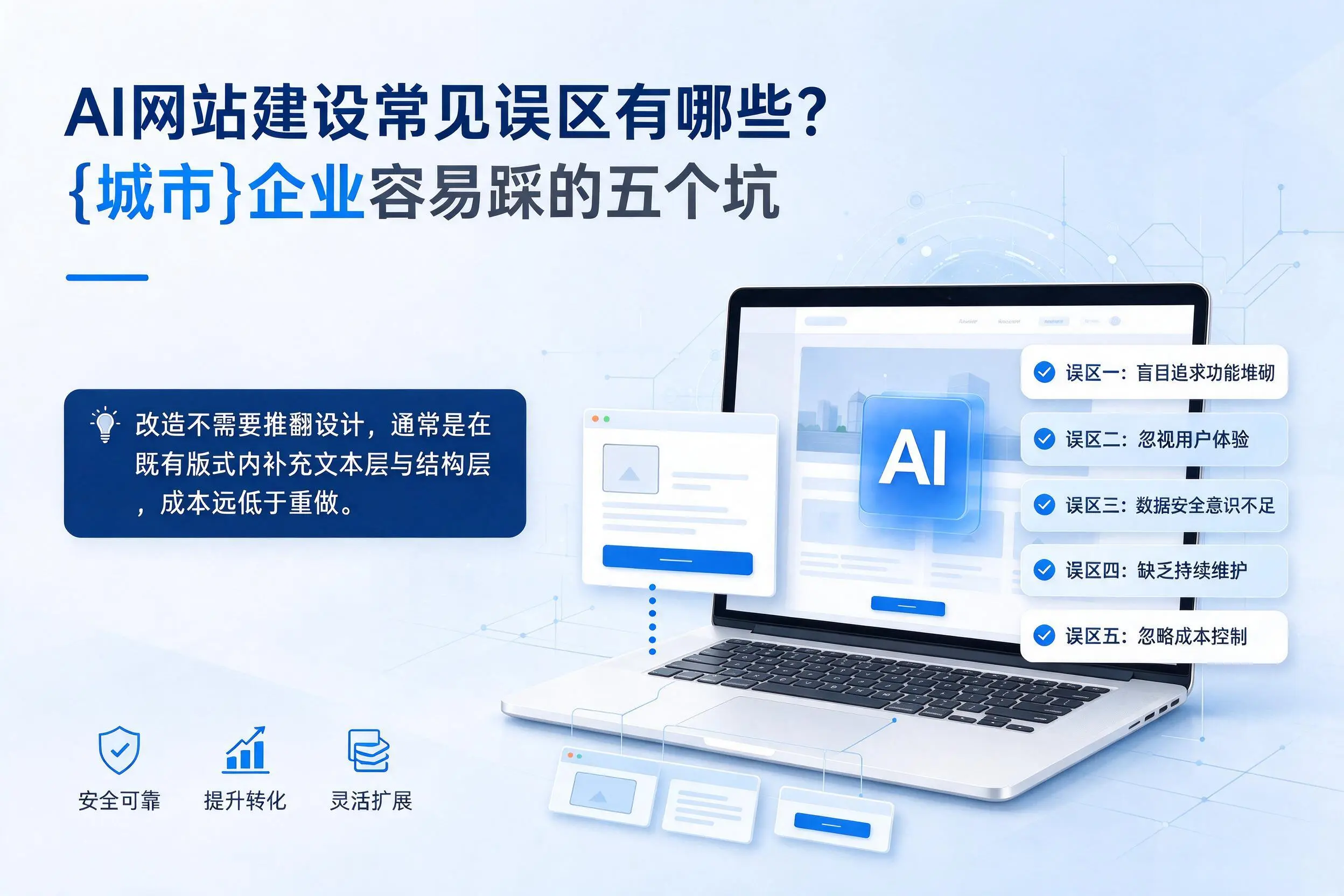 AI网站建设常见误区有哪些？阜阳企业容易踩的五个坑