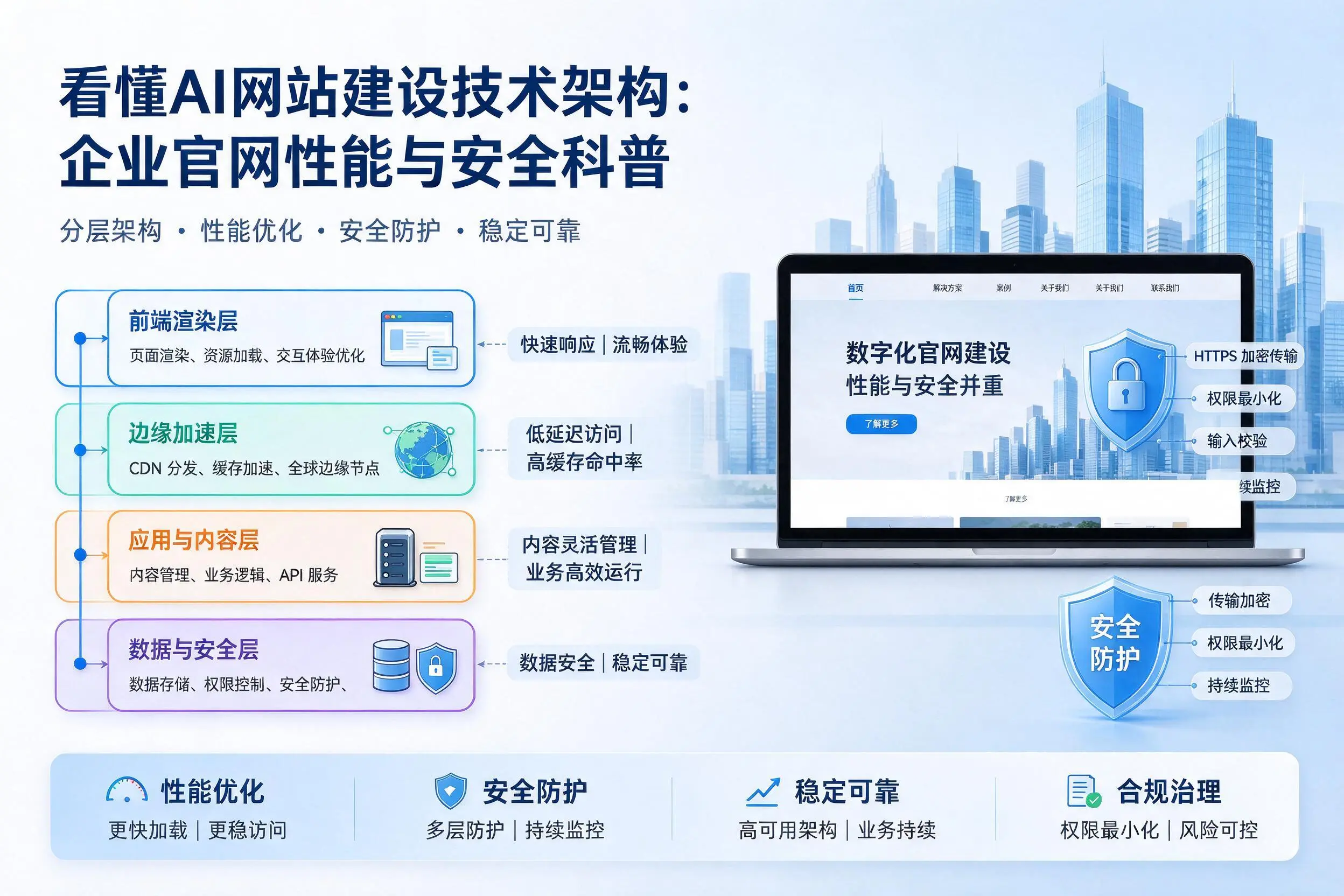看懂AI网站建设技术架构:阜阳企业官网性能与安全科普