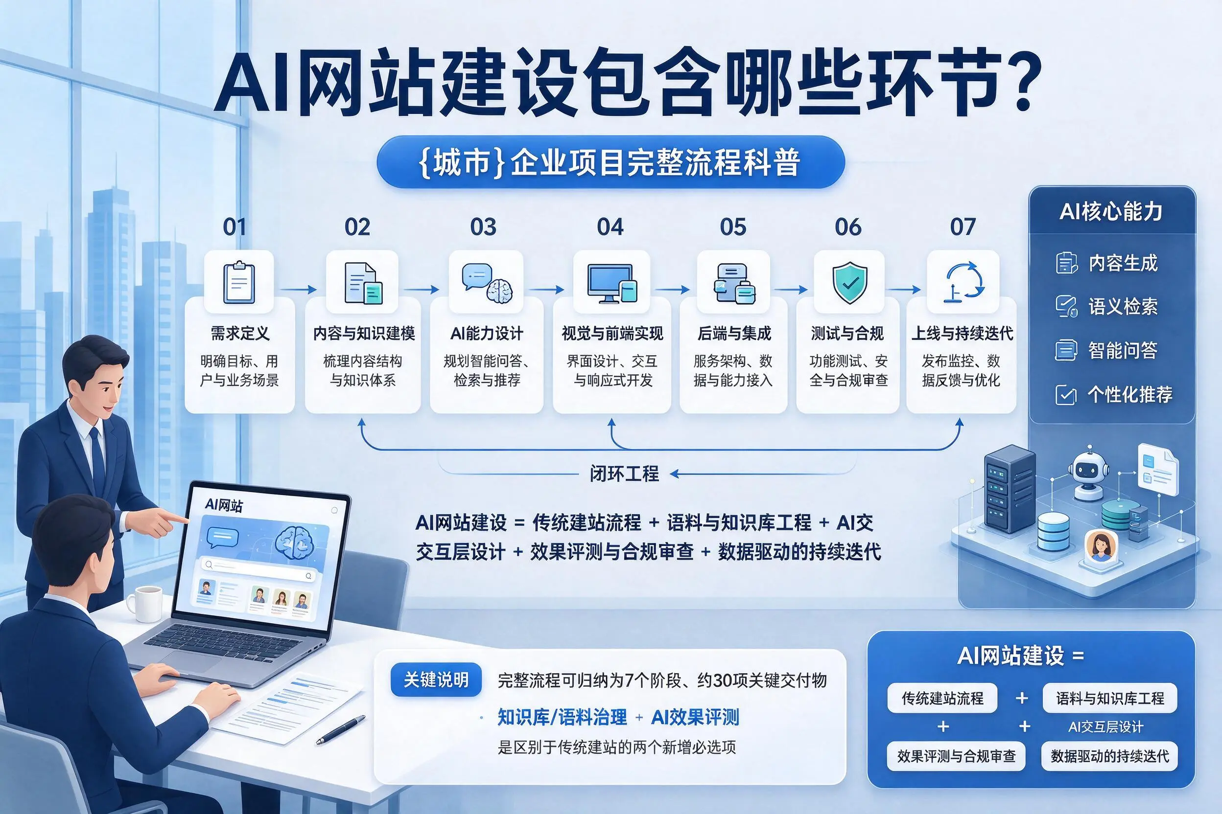 AI网站建设包含哪些环节?阜阳企业项目完整流程科普