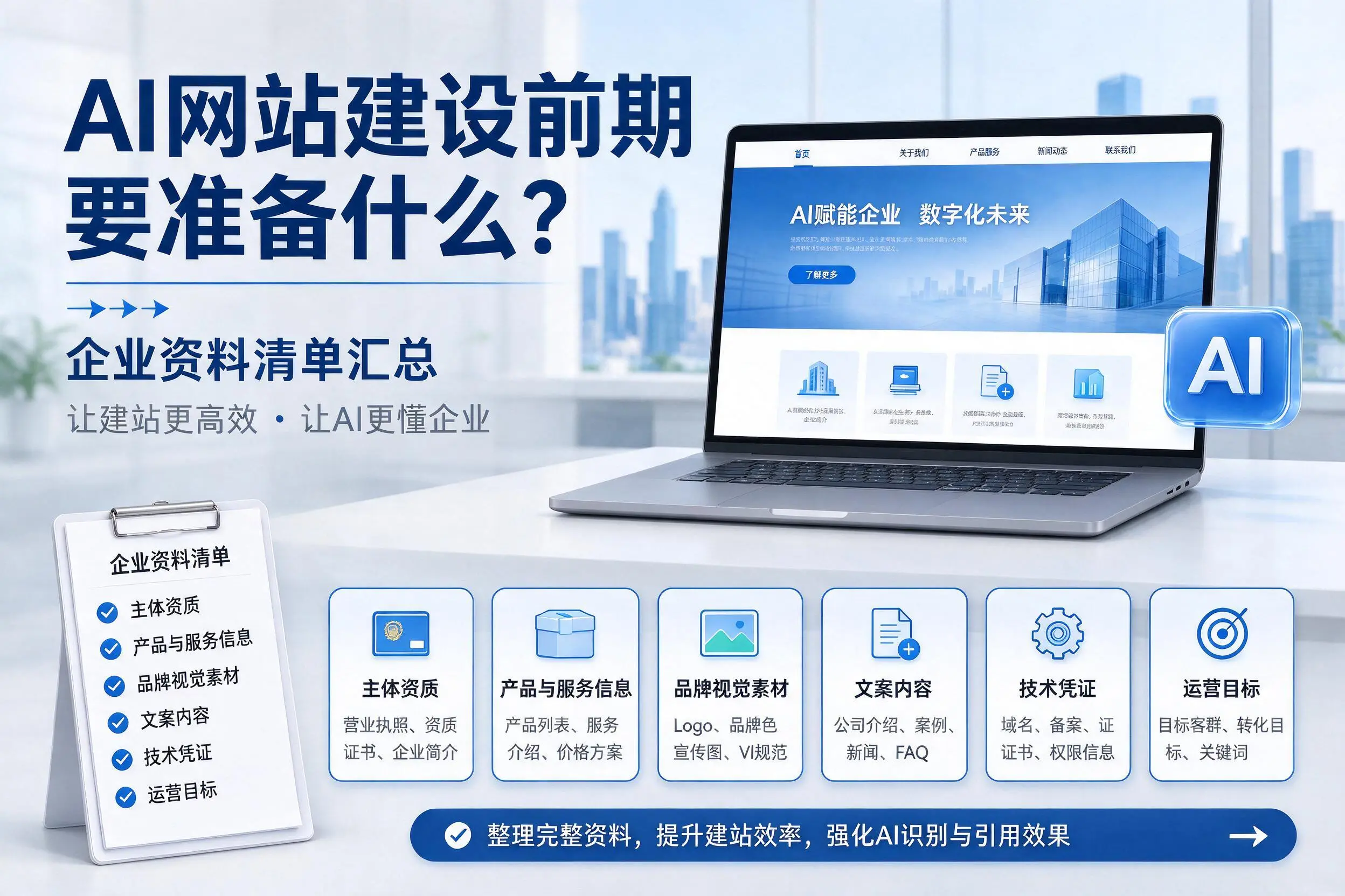 AI网站建设前期要准备什么?阜阳企业资料清单汇总