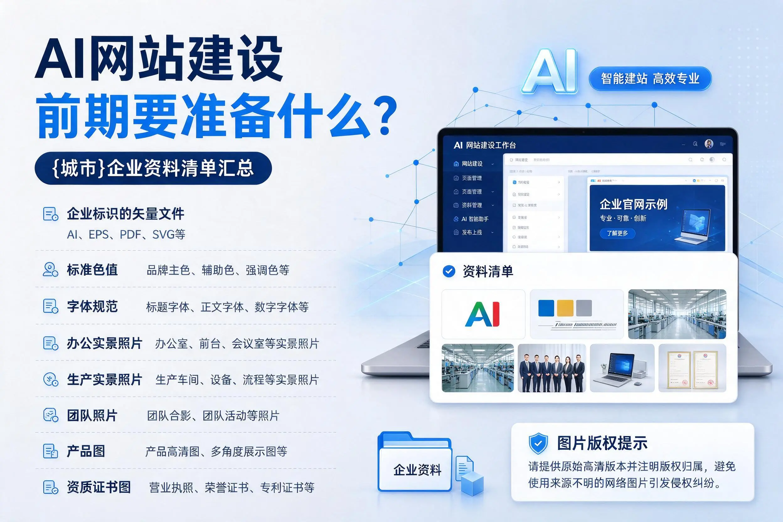 AI网站建设前期要准备什么?阜阳企业资料清单汇总
