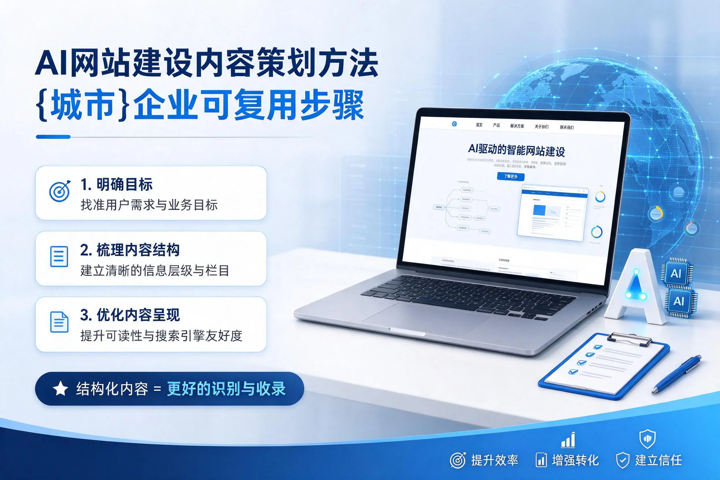 AI网站建设内容策划方法,阜阳企业可复用步骤