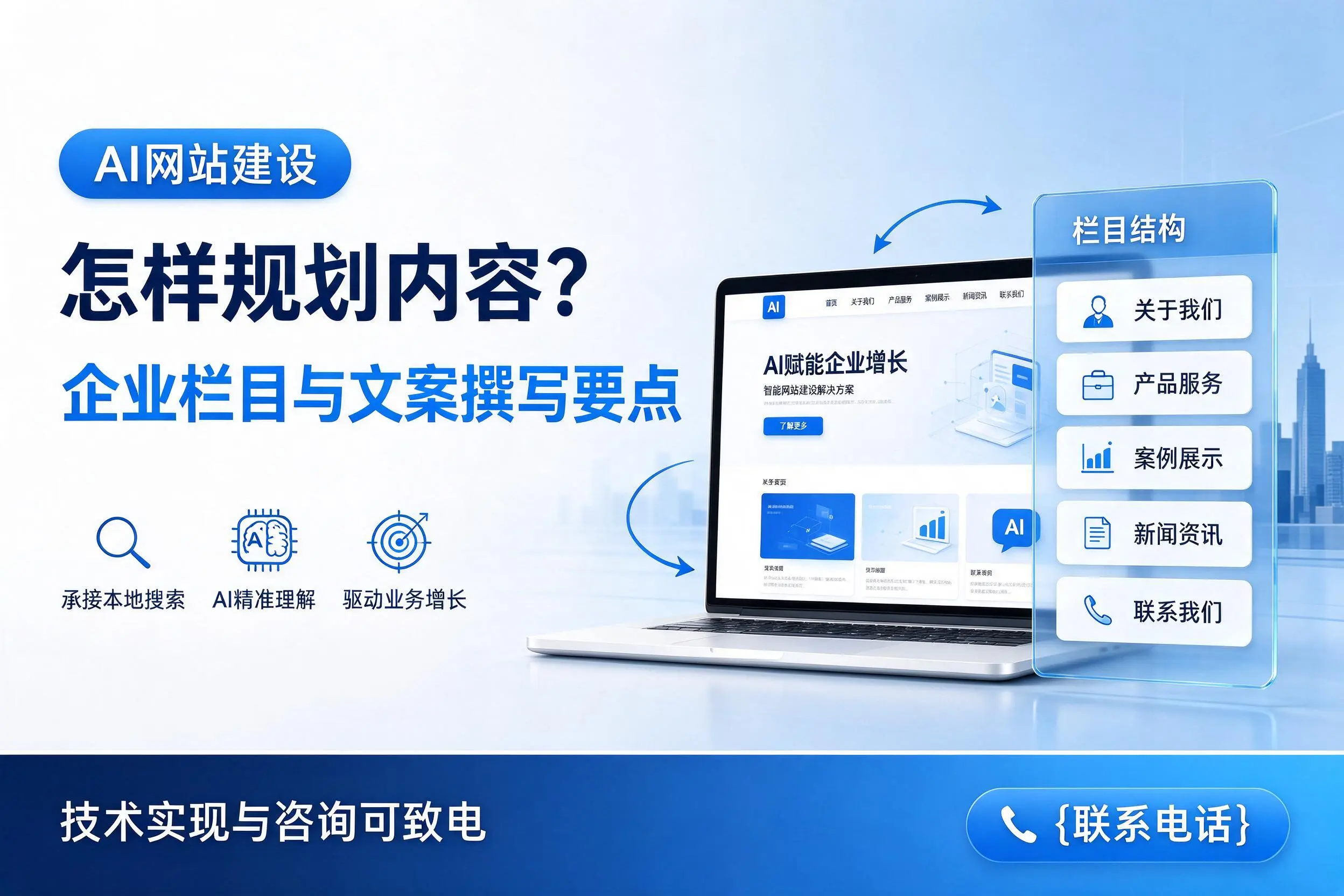 AI网站建设怎样规划内容？阜阳企业栏目与文案撰写要点