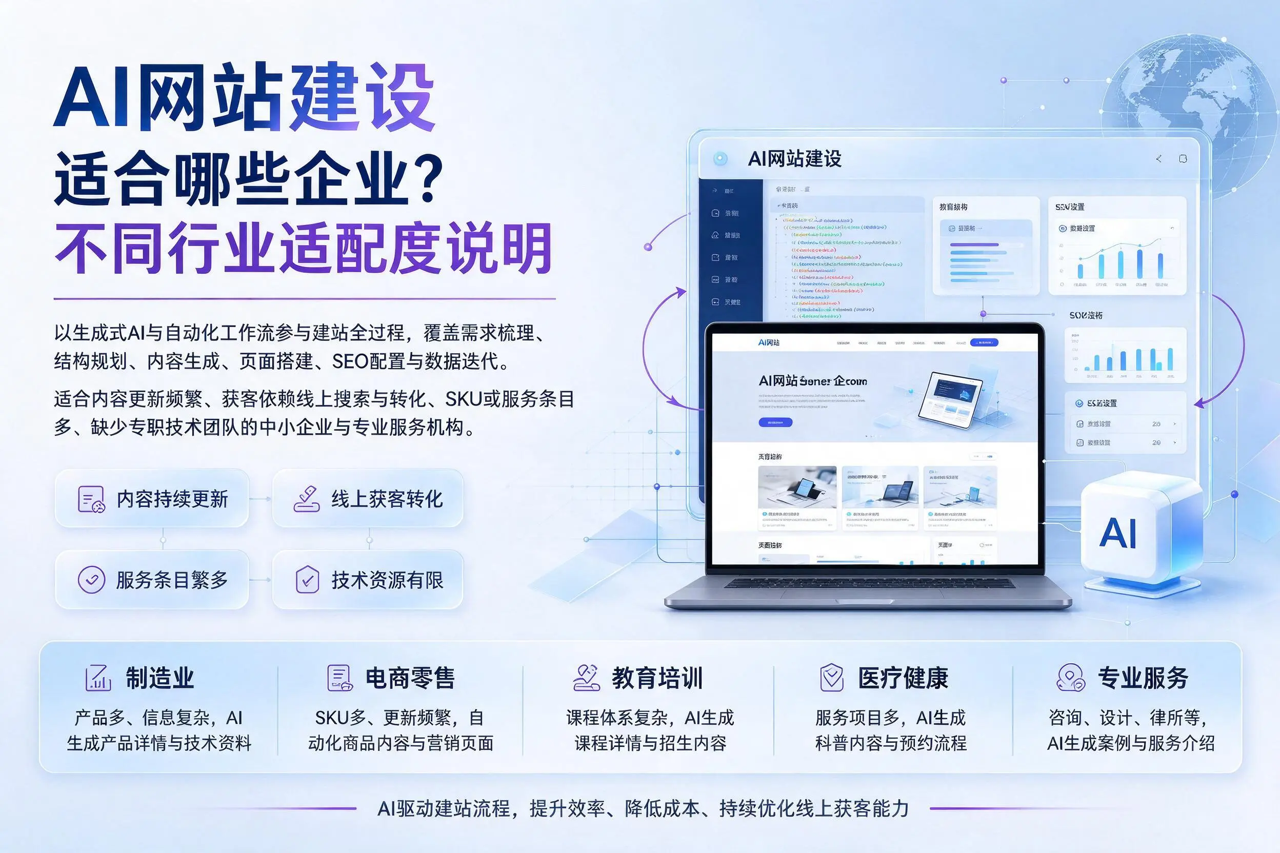 AI网站建设适合哪些企业？阜阳不同行业适配度说明